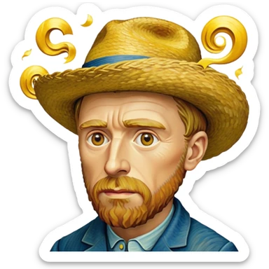 cinematic-realistic-vincent-van-gogh-pop-culture-emoji,-featuring-an-expressive-portrayal-inspired-by-the-legendary-painter-rendered-with-dynamic,-swirling-textures-and-artistic-lighting. sticker