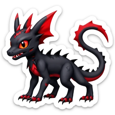 Gothic Edgy Badass Gloomy Cute Dark Guilmon-Salandit-Umbreon-Fakémon-hybrid-creature (full body)  sticker