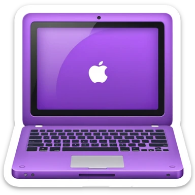 Purple icon: a book with laptop. Minimal, web style. sticker