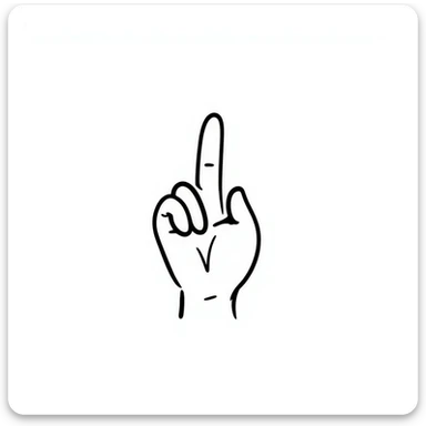 a single finger, hand-drawn doodle style, black ink lines, simple sticker