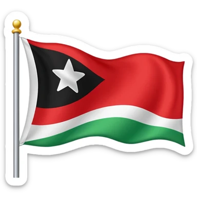 A horizontal tricolour flag of red, white, and black; charged with two green stars at the centre. sticker