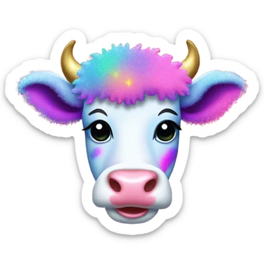 Lisa frank glitter rainbow fluffy cow sticker