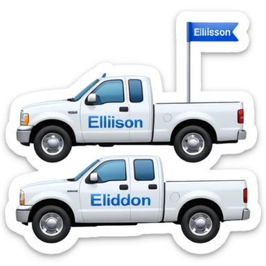 SINGLE WHITE PICKUP TRUCK SIDE VIEW "EllisDon" WRITTEN ON SIDE OF TRUCK BLUE LETTERS sticker