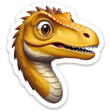 Cinematic Comical jurassic park Velociraptor Portrait Emoji, Head tilted dramatically with an exaggeratedly shocked expression, featuring a sleek, agile form with wide, comically expressive eyes and a quirky, animated snout that brings out its playful side, Simplified yet hilariously expressive features, highly detailed, glowing with a slightly sassy prehistoric glow, high shine, dramatic yet playful, stylized with an air of cheeky dinosaur mischief, soft glowing outline, capturing the essence of a meme-worthy jurassic park Velociraptor that looks ready to side-eye its way into viral fame! sticker