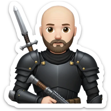 bald bearded  armed guards black armour sticker
