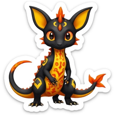 Shiny Cute Spooky Salandit-Umbreon-Charmeleon-Fakémon-hybrid-creature (full body)  sticker