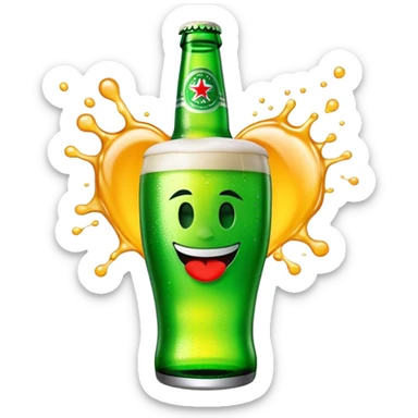 Cinematic Realistic Heineken Pop Culture Emoji, showcasing an iconic beer moment rendered with crisp textures and vibrant, energetic lighting. sticker