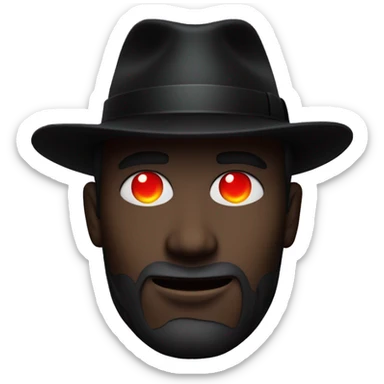 pitch black figure with glowing red eyes wearing a black fedora sticker