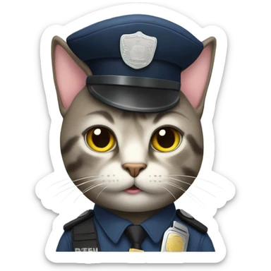 Cat policeman sticker