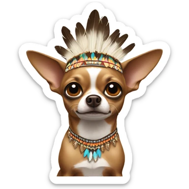 Small brown Chihuahua native headdress surprised  sticker