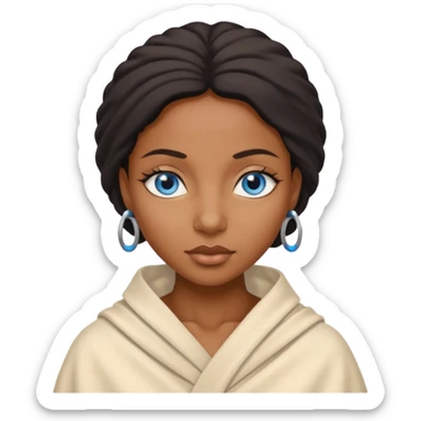 blue eyed desert black woman with creme cloth sticker