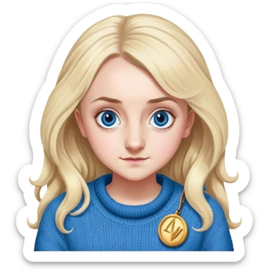 Evanna Lynch is Luna Lovegood in harry potter, wear blue sweater sticker