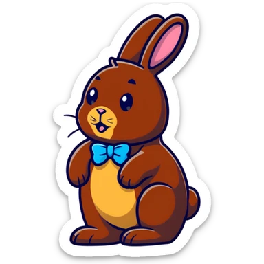 Chocolate bunny figurine with a bite missing from its rear end sticker