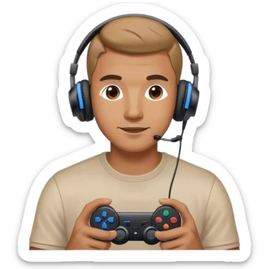 Muchacho guapo con audífonos jugando playstation sticker