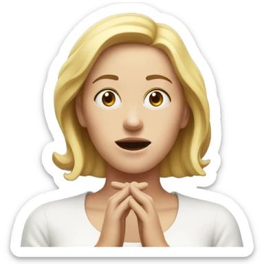 white woman shrugging hands incensed sticker