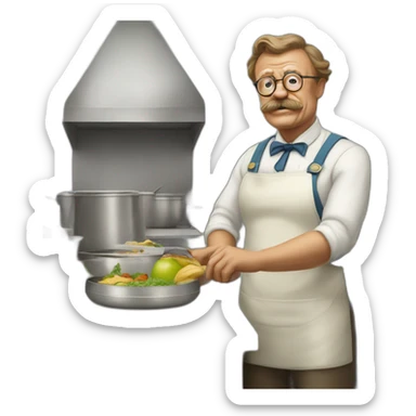 Theodore Roosevelt as a lunch lady sticker