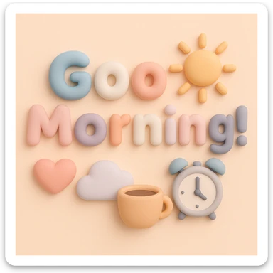 ”Good Morning!” in mochi style sticker