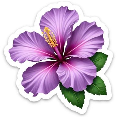 single lilac hibiscus blossom with 6 branch  facing left in png form  sticker