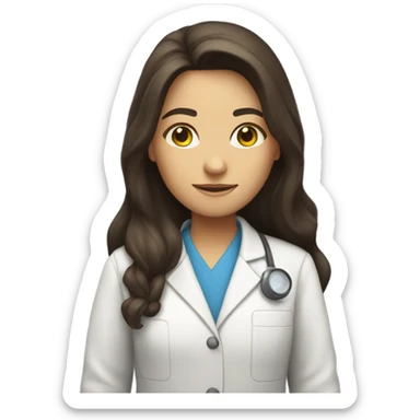 cute brunette scientist long hair no glasses sticker