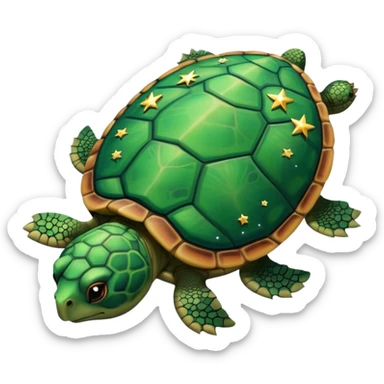 Turtle reflection in a mirror with stars sticker