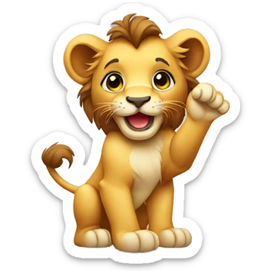 cute lion cub waving sticker
