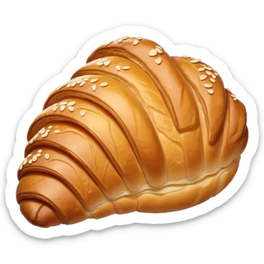 Cinematic Realistic Rustic French Croissant Pastry Emoji, depicted as a flaky, buttery crescent with delicate, layered textures and a slight, intentional char along the edges that imparts a rustic, artisanal charm. The golden, crispy exterior shows a hint of burnt nuance, rendered with warm, inviting lighting and exquisite detail to capture its time-honored, imperfect perfection. sticker