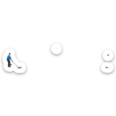 An icon showing a curling match on an indoor ice stadium, with a polished curling stone gliding toward the target and players sweeping. Spectators watch from stands, and flags hang above the rink. Transparent background highlights strategy and focus in the sport of curling. sticker