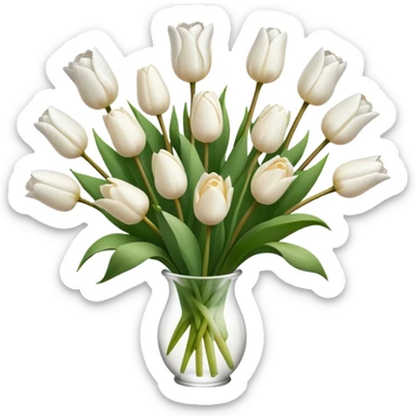 White tulips and roses aesthetic sticker