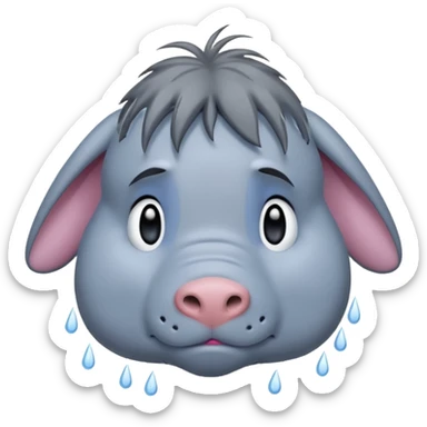 Disney’s eeyore sad under a rain cloud  sticker
