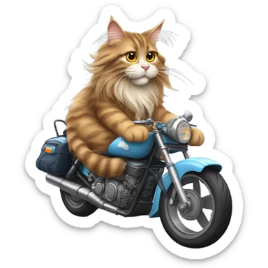 Maincoon cat riding a motorcycle  sticker