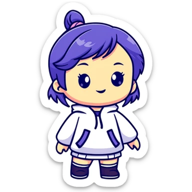 Cute female figurine in designer toy style, colorful, smooth plastic appearance, chibi proportions sticker