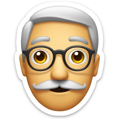 Face with mustache and glasses looks suspicious  sticker