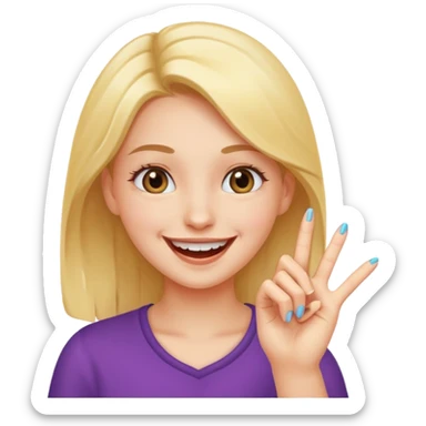 girl who bites the tip of her finger and smiles and rise her eyes  sticker