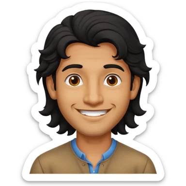 Indian fat guy south Indian wavy medium black hair ,tan darker skin sticker