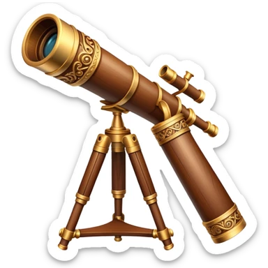 Magical wooden telescope with carvings sticker
