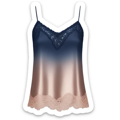 Realistic rose gold to Navy ombre silk lace camisole blouse isolated.  sticker