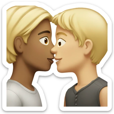 Blond boy kissing brunette sticker