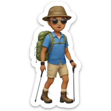 memoji face iphone: men, a solo hiker sticker