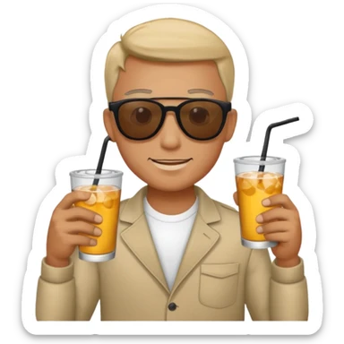 men in drink holders with sunglasses sticker