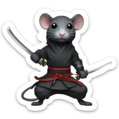 ninja rat with katana sticker