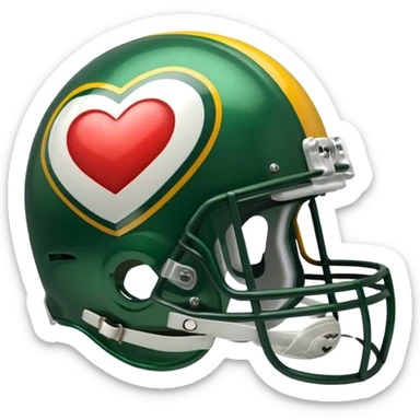 Green Bay packers helmet with a heart near it sticker