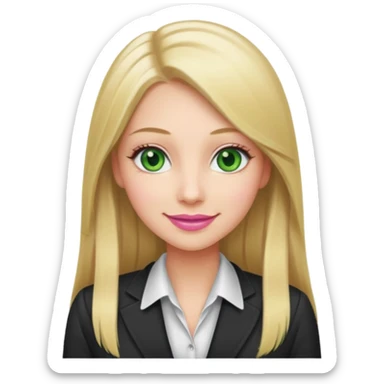 Green eyes office girl with straight long blonde hair barboe sticker