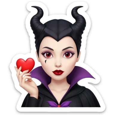 Maleficent puckering lips blowing a heart ￼ sticker
