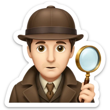 sherlock holmes with magnifying glass and deerstalker hat sticker