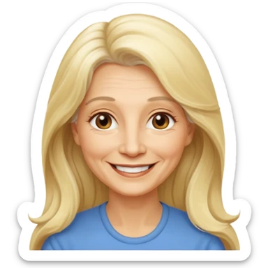 Femme 65 ans blonde cheveux long souriante sticker