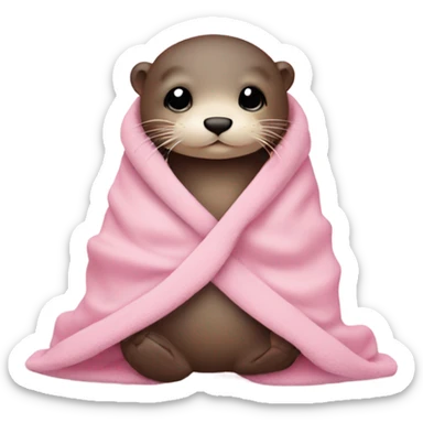 Cute cozy otter in baby pink blanket  sticker