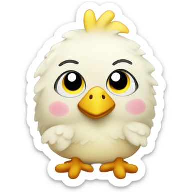 Cute plush mama chicken toy sticker