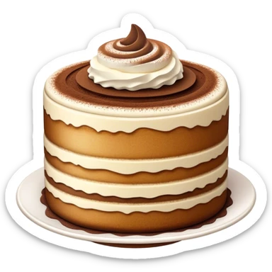 Cinematic Realistic Tiramisu Dessert Emoji, featuring layers of coffee‚Äêsoaked ladyfingers and mascarpone cream dusted with cocoa rendered with delicate textures and warm, inviting lighting. sticker