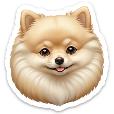 Meme-Worthy Cute Sleeping Cream Pomeranian Portrait Emoji, Head resting peacefully with a contented smile, showcasing a delightfully compact build and a luxuriously soft, fluffy cream Fur, eyes shut in a serene nap, Simplified yet hilariously adorable features, highly detailed, glowing with a soft, drowsy light, high shine, relaxed and utterly lovable, stylized with an air of playful laziness, bright and heartwarming, soft glowing outline, capturing the essence of a comically sleepy companion, so meme-worthy it feels like it could instantly become the next viral sensation of adorable slumber! sticker