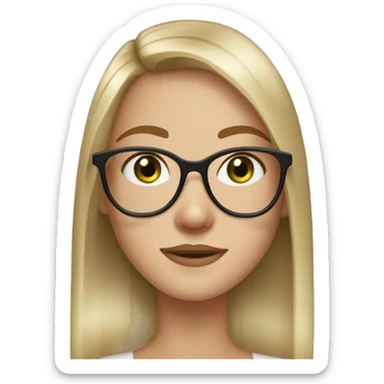 girl with dirty blonde straight hair , glasses, freckles,green eyes,long eyelahes sticker